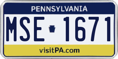 PA license plate MSE1671