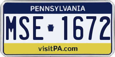 PA license plate MSE1672