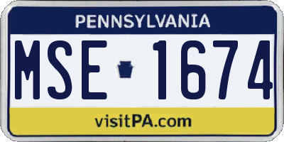 PA license plate MSE1674