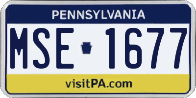 PA license plate MSE1677