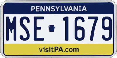 PA license plate MSE1679