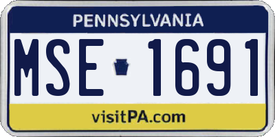 PA license plate MSE1691