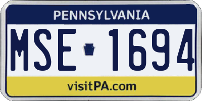 PA license plate MSE1694
