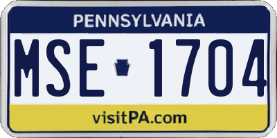 PA license plate MSE1704