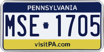 PA license plate MSE1705