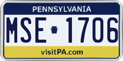 PA license plate MSE1706