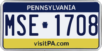 PA license plate MSE1708