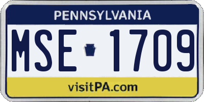 PA license plate MSE1709