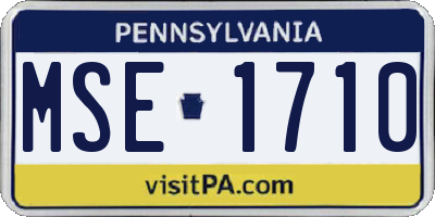 PA license plate MSE1710
