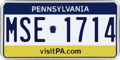 PA license plate MSE1714