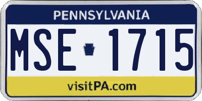 PA license plate MSE1715