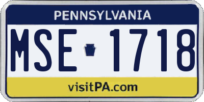 PA license plate MSE1718