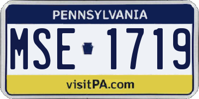 PA license plate MSE1719
