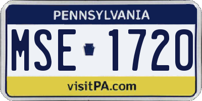 PA license plate MSE1720