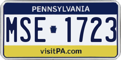 PA license plate MSE1723