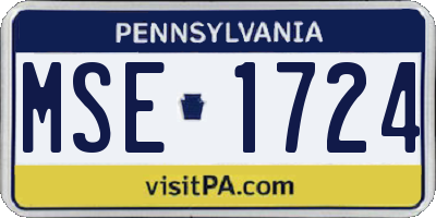 PA license plate MSE1724