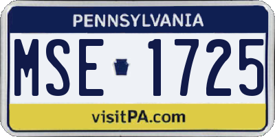 PA license plate MSE1725