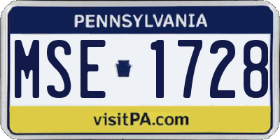PA license plate MSE1728