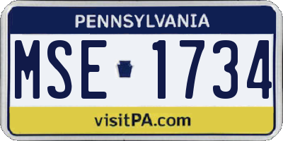 PA license plate MSE1734