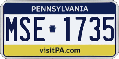 PA license plate MSE1735
