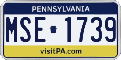 PA license plate MSE1739