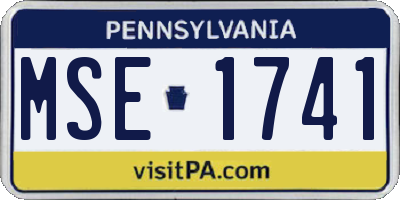 PA license plate MSE1741