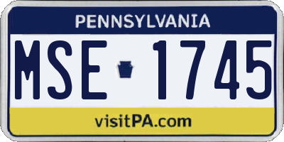 PA license plate MSE1745