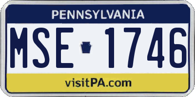PA license plate MSE1746