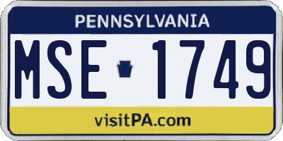 PA license plate MSE1749