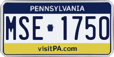 PA license plate MSE1750