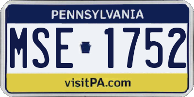 PA license plate MSE1752