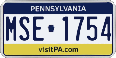 PA license plate MSE1754