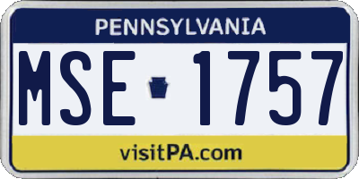 PA license plate MSE1757