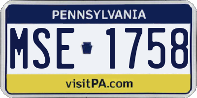PA license plate MSE1758