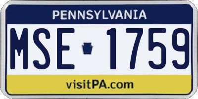 PA license plate MSE1759