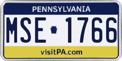PA license plate MSE1766