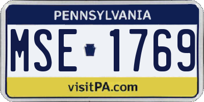 PA license plate MSE1769