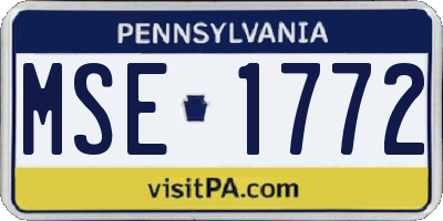 PA license plate MSE1772