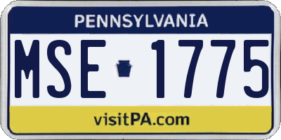 PA license plate MSE1775