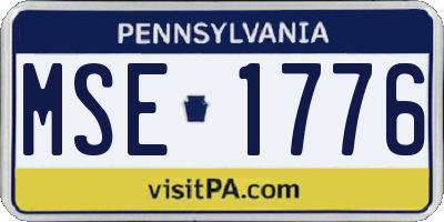 PA license plate MSE1776