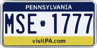 PA license plate MSE1777