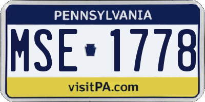 PA license plate MSE1778
