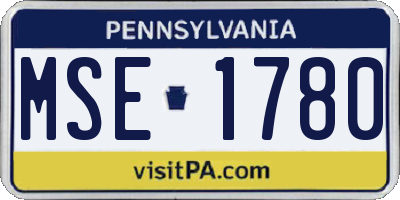 PA license plate MSE1780