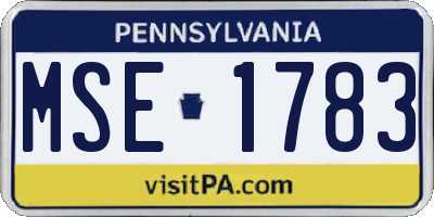 PA license plate MSE1783