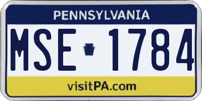 PA license plate MSE1784