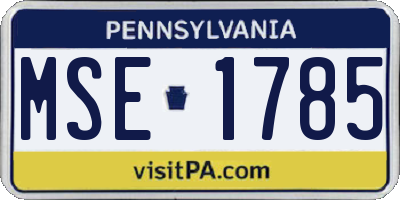 PA license plate MSE1785