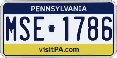 PA license plate MSE1786