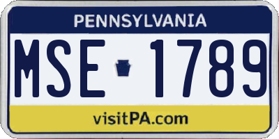 PA license plate MSE1789
