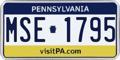 PA license plate MSE1795