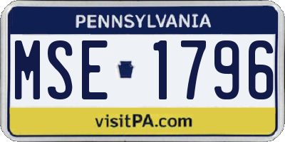 PA license plate MSE1796